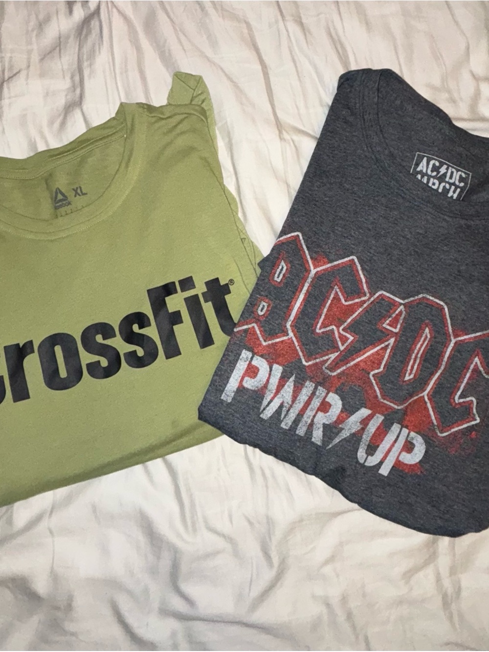 CrossFit mens Green Logo Tee/ACDC t-shirt bundle
